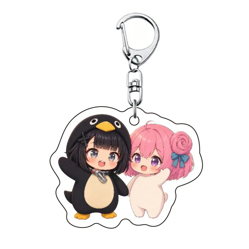 Gugugaga Penguin Keychains Anti-stress Keycap Keychains Cute Penguin Girl Keyrings Bag Charms Gifts 키캡