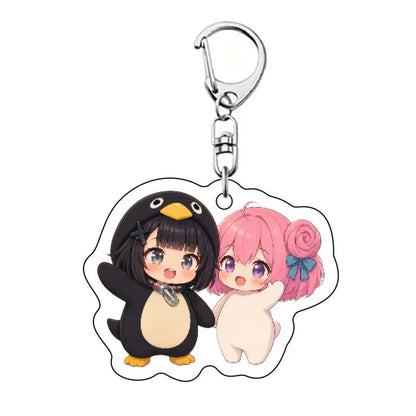 Gugugaga Penguin Keychains Anti-stress Keycap Keychains Cute Penguin Girl Keyrings Bag Charms Gifts 키캡