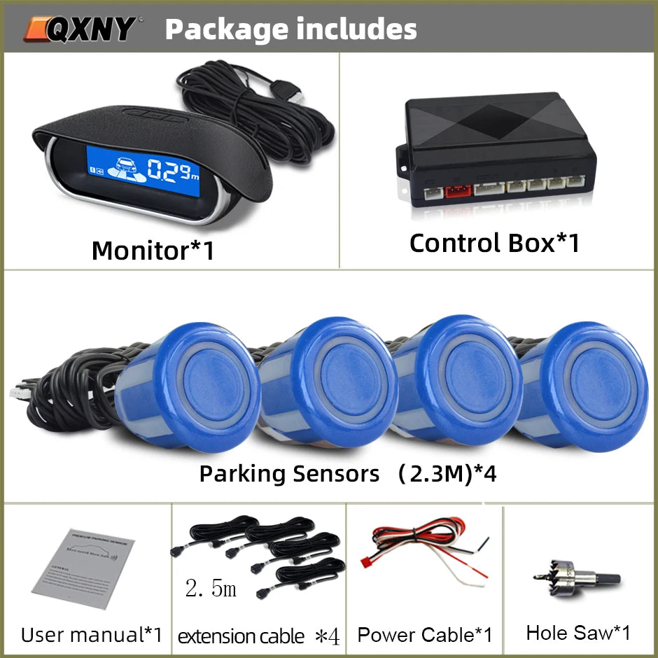 Car Front Parking Sensor Kit Auto Parktronic Assistant System LCD Monitor Buzzer Voice Volume Can be Adjusted  Vehicle Universal