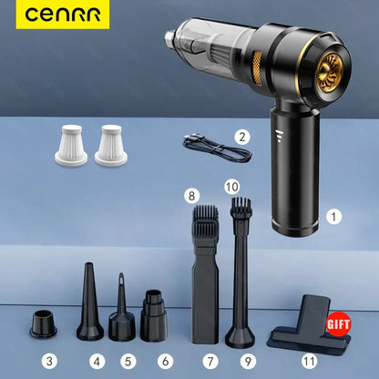 CENRR 998000PA Car Vacuum Cleaner Portable Powerful HandHeld Car Cleaner Dust Display Lamp Strong Suction Air Gun