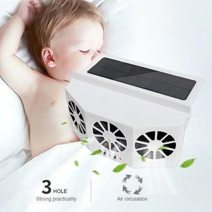 3 Head Car Exhaust Fan USB Rechargeable Solar High Wind Power Air Circulation Cooling Heat Dissipation Universal Fit All Cars