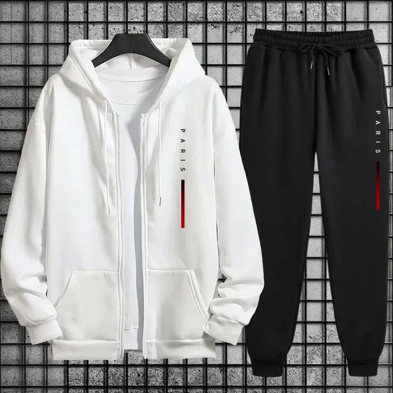 2025 new zipper sweaters chandelier pants street wear chandelier autumn and winter sports suits Paris fashion print men's casual