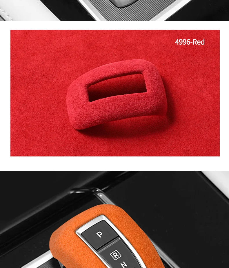 Made of Alcantara For Mitsubishi Outlander 2023 Car Gear Shift Boot Cover Trim Sticker Anti Scratch Interior Tuning Accessories