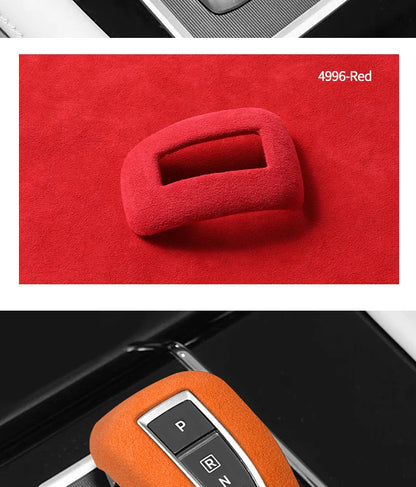 Made of Alcantara For Mitsubishi Outlander 2023 Car Gear Shift Boot Cover Trim Sticker Anti Scratch Interior Tuning Accessories