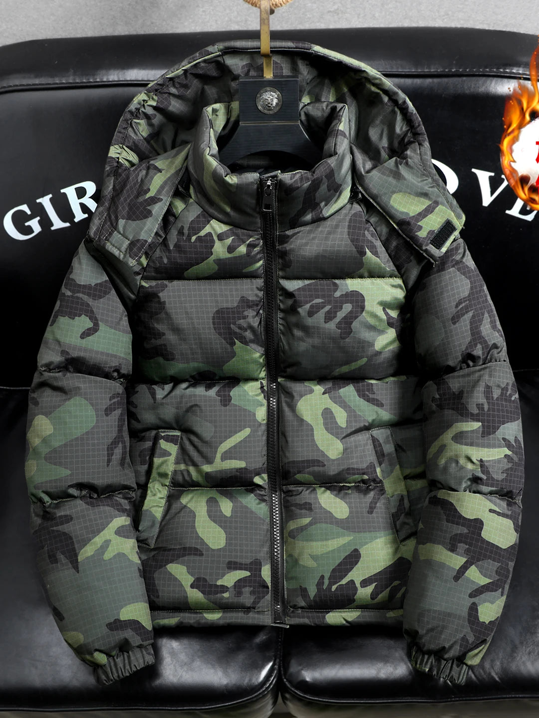 Men's Winter Camouflage Thickened Warm Detachable Hood Cotton Jacket Outdoor Fashion Cold Resistance Dirt Resistant Workwear