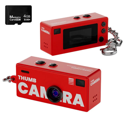 Thumb Keychain Camera 0.96 Inch Retro Mini Action Cameras 1080P Mini Camcorder Audio Video Recorder Support Memory Card for VLOG