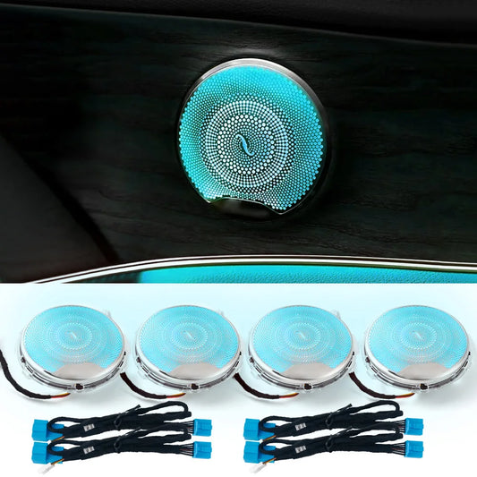 Car Door Horn LED Speaker Mid-range Cover Led Decorative Ambient Light 64 Color For Mercedes Benz W213 W205 X253 C/E-class/GLC