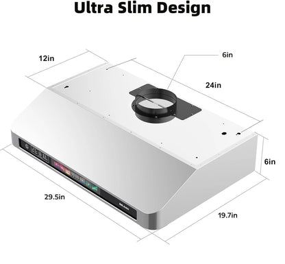 30/36 Inch Under Cabinet Range Hood with Voice/Gesture/Touch Control, 900 CFM Kitchen Vent Hood with 4-Speed Exhaust Fan