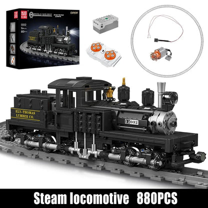 Technical RC LED Retro Train Toys The RC Steam Locomotive Building Block Locomotive Assembly Car Brick Kids Christmas Gift