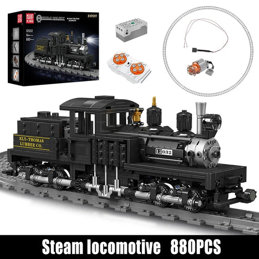 Technical RC LED Retro Train Toys The RC Steam Locomotive Building Block Locomotive Assembly Car Brick Kids Christmas Gift