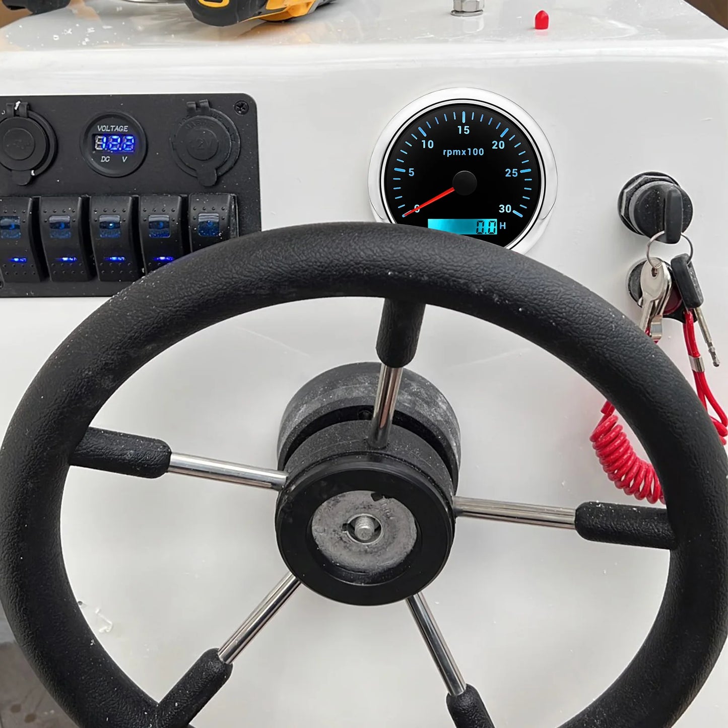 85MM Tachometer with LCD Hour Meter For Marine Boat Car RPM Gauge 8000rpm 6000rpm RPM Meter Tach Gauge 7 Colors LED Backlight