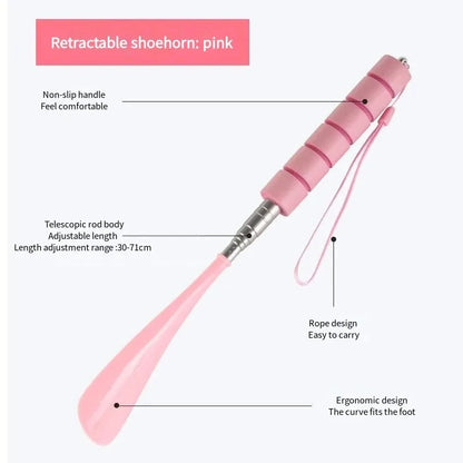 Best-Selling Stretchable Long Shoehorn 30cm-71cm Metal Shoehorn Pregnant Women And The Elderly Shoe Spoon Without Bending Shoes