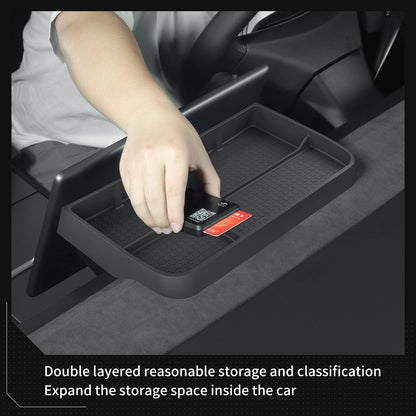 for Tesla Model Y Juniper/Launch 2025 Car Dashboard Storage Box  Interior Accessories Central Control Screen Rear Storage Tray