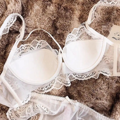 MOYISU Adjustable Lace Bralette for Small Chest Bra Set Removable Straps & Thin Padding Soft Wire Comfort Muslim Girls Underwear