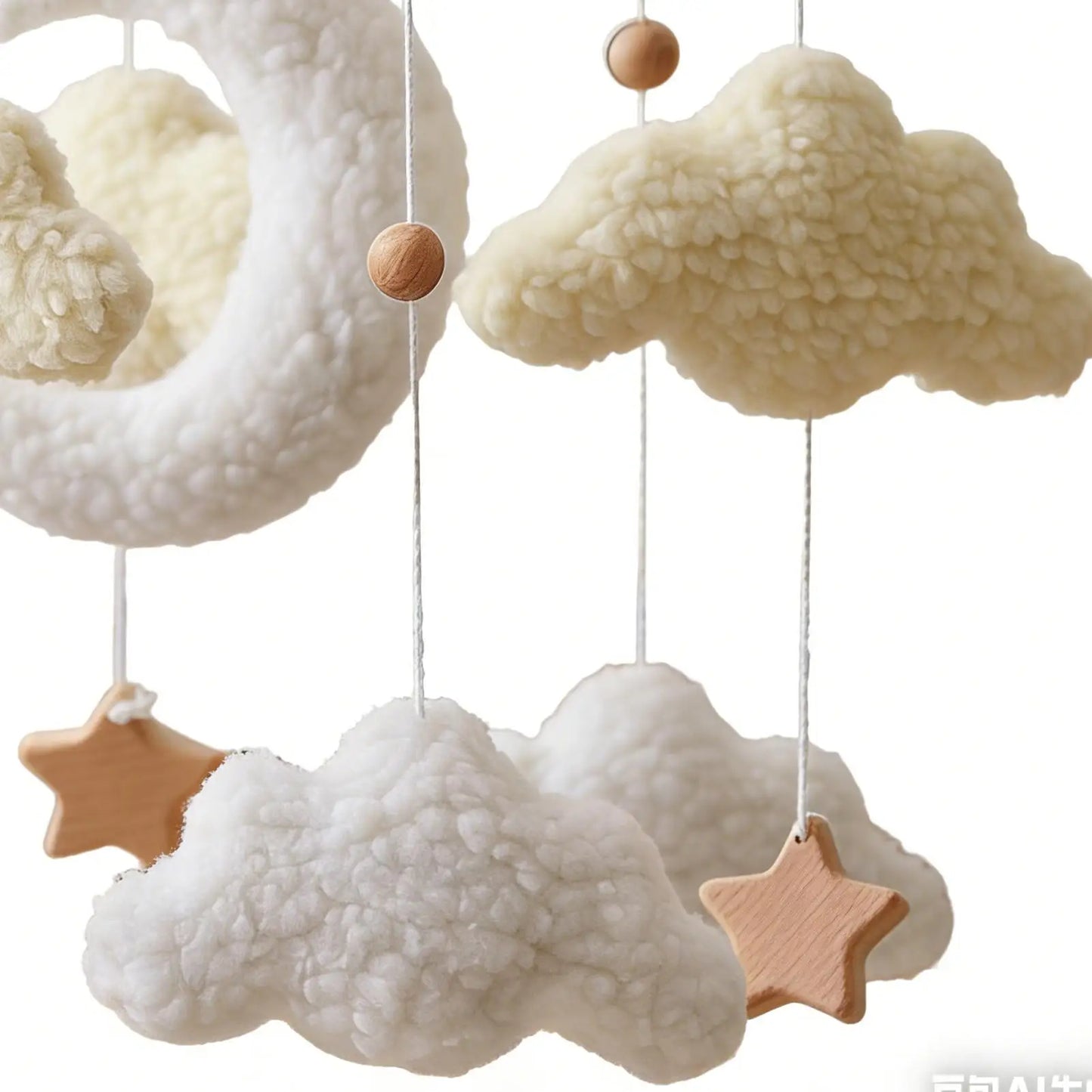 Baby Crib Mobile Wooden Bed Bell Rattle Toy Soft Plush Moon Cloud Wind Chime Pendant Newborns Comfort Bed Bell Toys Baby Gift