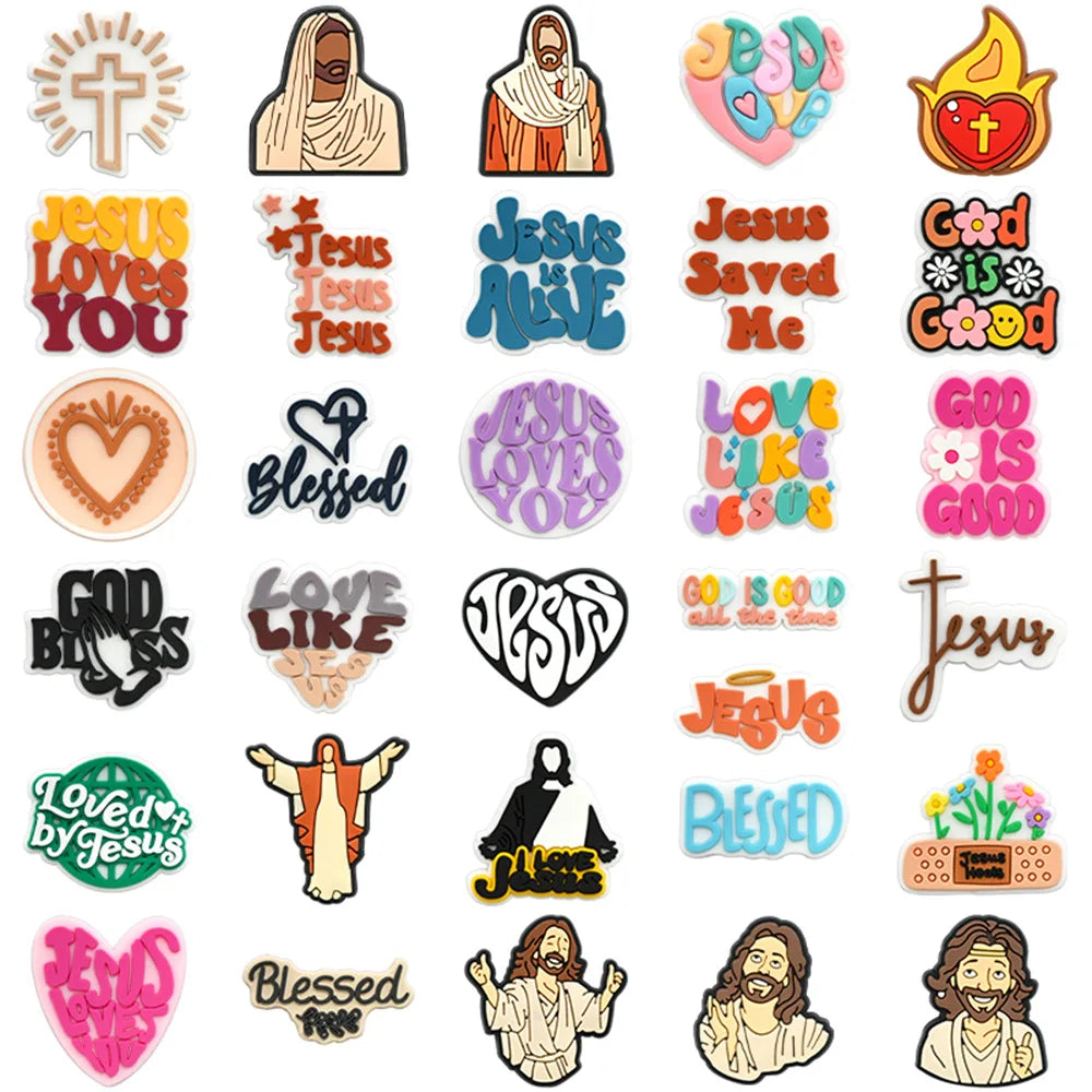 10-93PCS  God Jesu Shoes Charms DIY PVC Shoe Bag Accessories For religious belief Pendant Decoration Adult Kids  Gifts