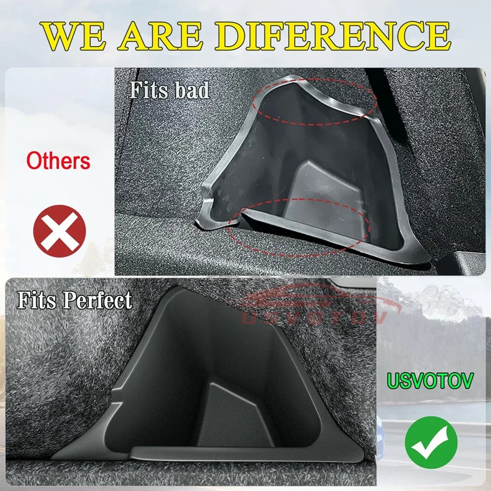 Trunk Organizer For Tesla Model Y Juniper Launch Refresh 2025 Rear Trunk Storage Bins Side Box Organiser TPE Trim Accessories