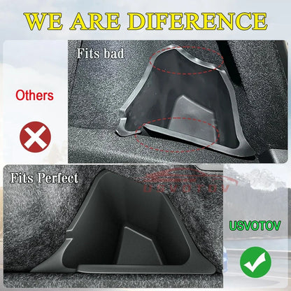 Trunk Organizer For Tesla Model Y Juniper Launch Refresh 2025 Rear Trunk Storage Bins Side Box Organiser TPE Trim Accessories