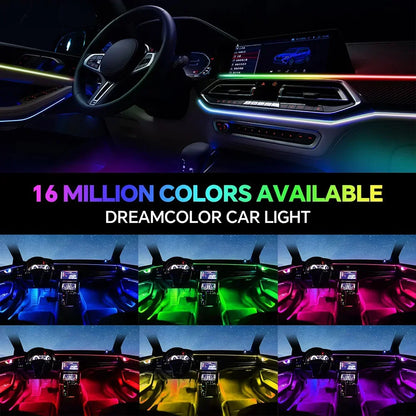 Car Led Interior Light Strip Kit Dynamic RGB Automotive LED Ambient Lights Auto Neon Environmental Strip Music Sync App Control