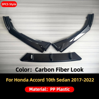Front Bumper Protector Lip Chin Splitter For Honda Accord 10th Sedan 2017-2022 ABS Car Exterior Parts Tuning Styling Accessories
