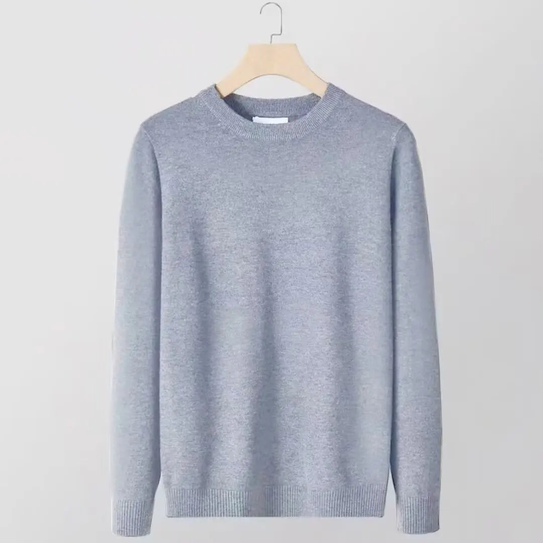 Sweater men's round neck solid color inner layer base sweater new 2025 autumn warm top sweater knitwear multi color selection