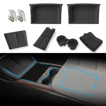 for Tesla Model X Car Under Seat Storage Box Center Console Wireless Charging Pad Armrest Storage Pad Organizer Tray Accessories