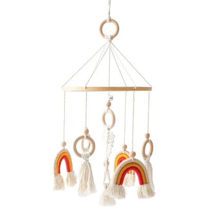 DIY Baby Crib Bed Bell Holder Arm Toy Imitation Wood Grain Infant Bed Decoration Toys Rotating Music Box Nut Screw Arm Bracket