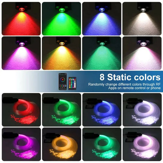 12W RGBW Starry Sky Car Star Ceiling Light Fiber Optic Light APP Control Star Roof Interior Atmosphere Light Car Home Decor