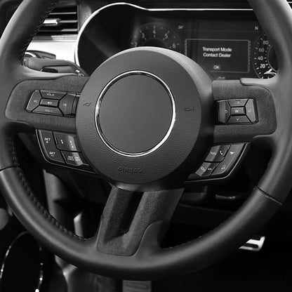 Made of Alcantara For Mustang Steering Wheel Panel Decorative Strips Trim Frame Sticker Car Premium Interior Tuning Accessories
