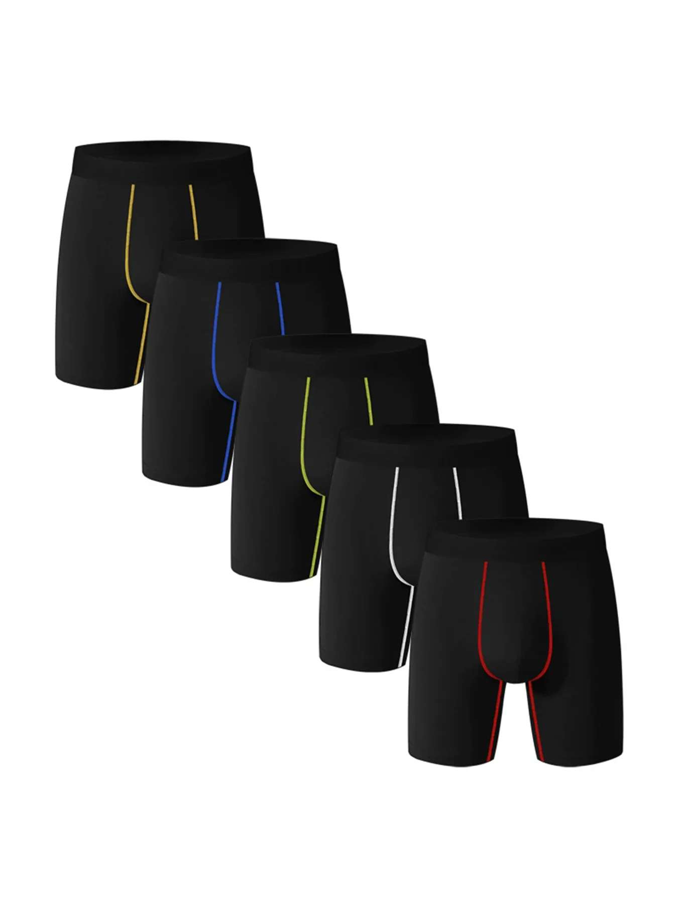 5PCS/SET Men's Underwear Black Color Boxer Shorts Sports Stretch Long Term Underwear Cycling Men's Shorts Fashion Men Underpant