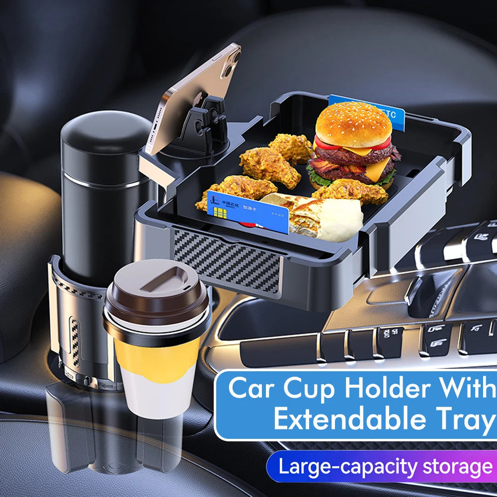 Cup Holder Tray for Car Dual Cap Holder 4 In 1 Adjustable Car Cup Holder Car Drink Phone Holders Snack Tray Expander