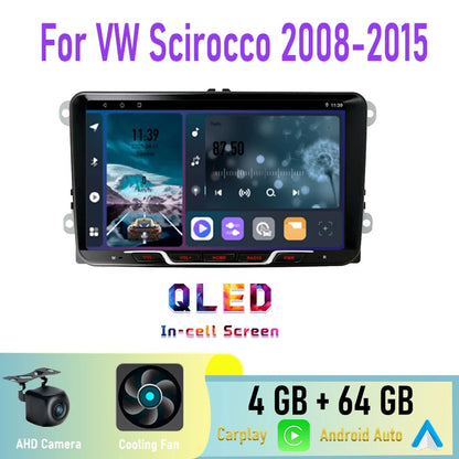 9" 4GB+64GB For VW Scirocco 2008-2015 Car Radio 2DIN Google Map Head Unit GPS Android Auto Stereo Steering Wheel Control