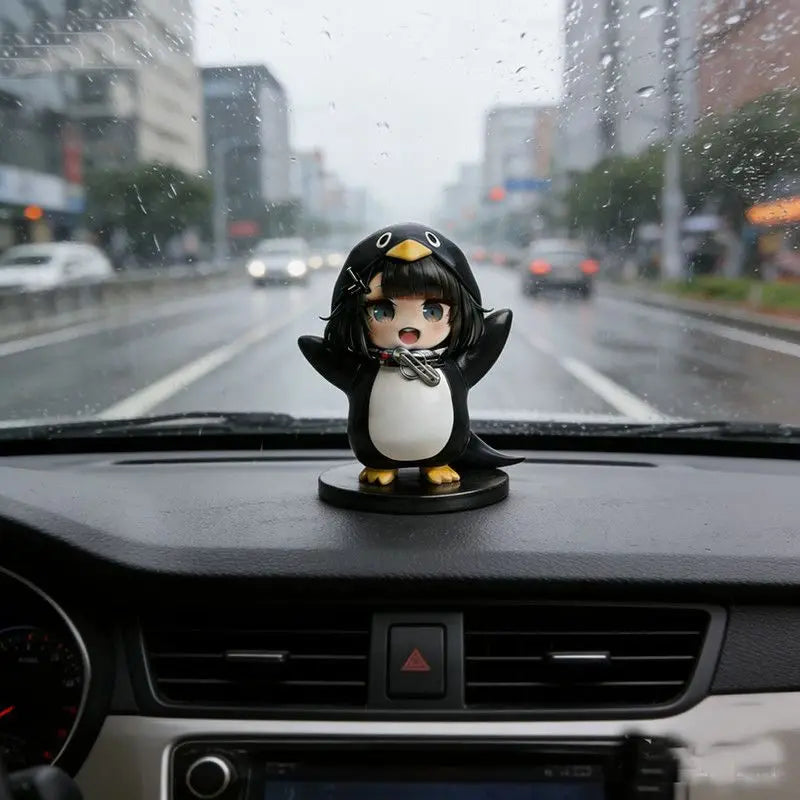 Guguga Little Penguin PVC Figure Cute Car Dashboard Decor Anime Collection Birthday Gift Kawaii Office Desk Toy Home Decor