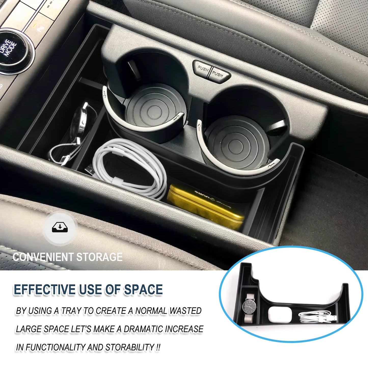 RUIYA for Hyundai Kona SX2 EV Electric 2024 2025 Car Armrest Box Storage Central Control Container Kona SX2 EV Accessories
