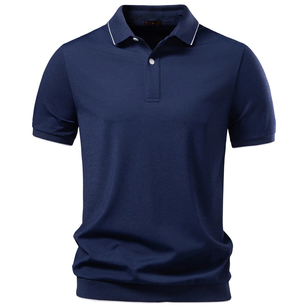 AIOPESON Tencel Polo Shirt Men‘s Solid Color Old Money Design Premium Fabric Skin Friendly Cool Breathable Soft Wear