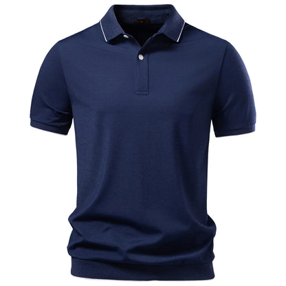 AIOPESON Tencel Polo Shirt Men‘s Solid Color Old Money Design Premium Fabric Skin Friendly Cool Breathable Soft Wear