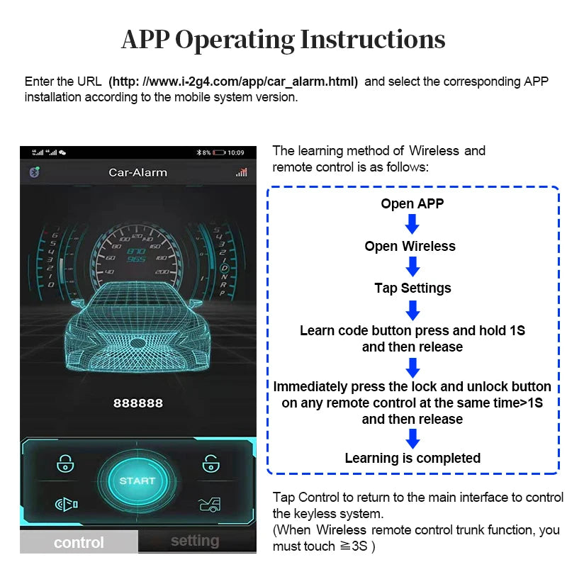 HIPPCRON Car Remote Central Door Lock Keyless System Central Door Locking Vehicle Keyless Entry System with 2 Remote Control