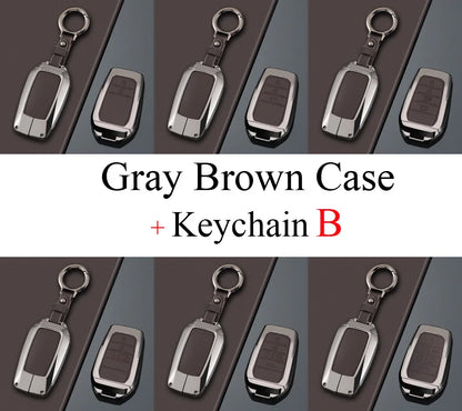 Zinc Alloy + PU Leather Car Key Case Cover For 2019-2025 Land Cruiser Highlander Camry Sienna Venza Hilux Fortuner Corolla Prius