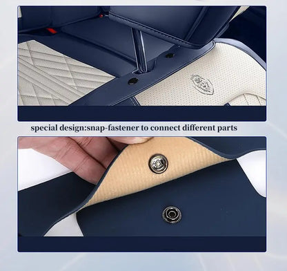 Universal fitting waterproof breathable soft Napa leather car seat cover set for cushion protection. Suitable for sedan and SUV