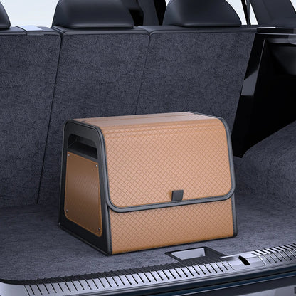 Car Trunk Organizer with 4-Point Magnetic Closure – PU Leather, Reinforced ABS Frame, Fits SUV, Sedan, and Home Use