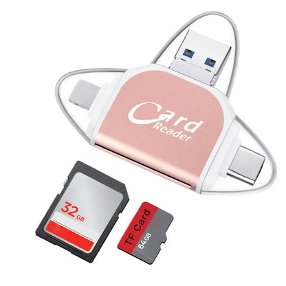 Multi-Port 4 In 1 Universal SD TF Card Reader USB Type C Hub Adapter To View Camera Photos For iPhone Pro