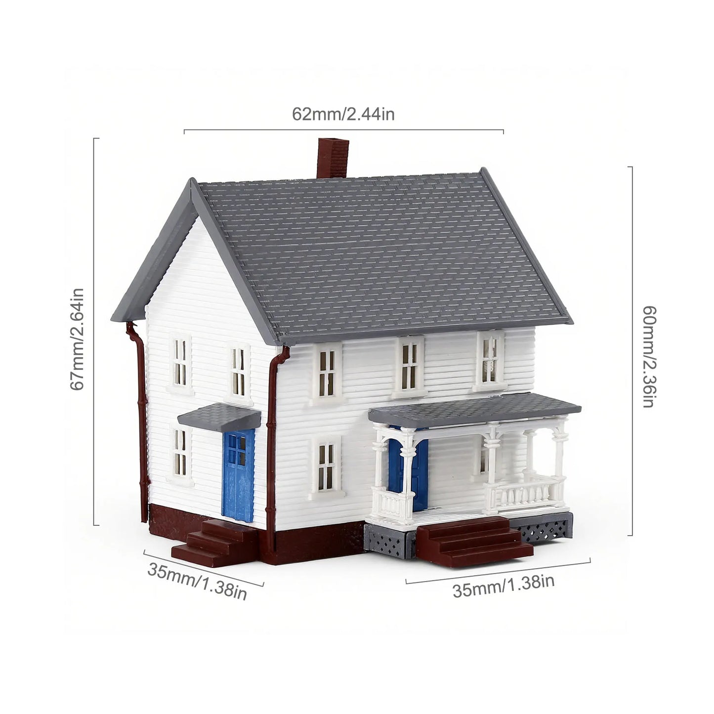 Evemodel N Scale Model Dwelling House Pre-built Painted Two-story Building