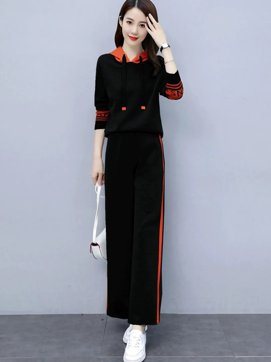 Fashionable Casual Sportswear Set Women's Hoodie And Wide Leg Pants Slimming Two Piece Suit Spring Autumn New Arrival