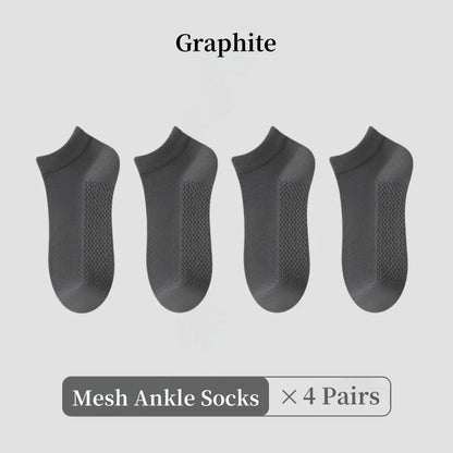 1/4/7 Pairs Men's Mesh Breathable Ankle Socks & Crew Socks - Lightweight Cotton Low Cut No Show Socks for Sports, Spring Summer