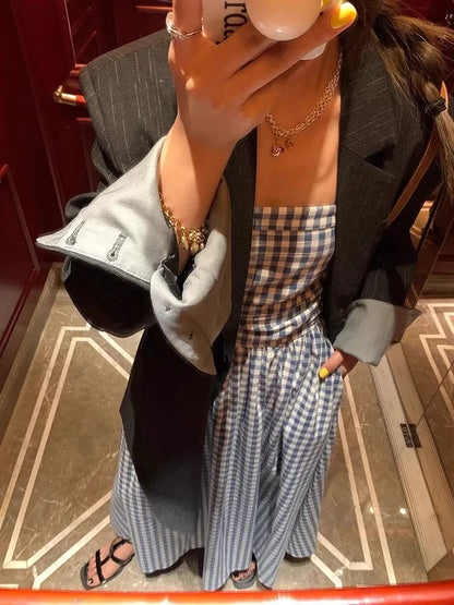 Thai Vacation Style Off-Shoulder Wrap Dress Women's Summer Design Sensation Waist-Cinching Tube Top Long Dress