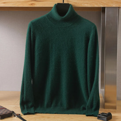Men's Turtleneck 100% Mink Cashmere Sweater Men 2025 Autumn and Winter Large Size Loose Knitted Sweater Keep Warm Top Men Jumper