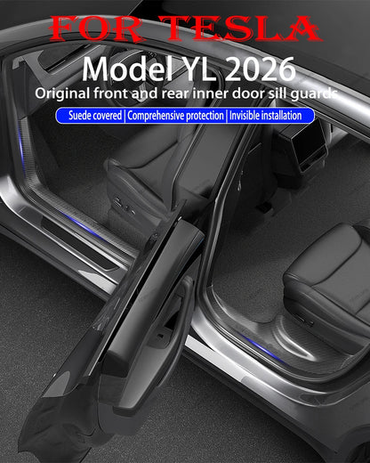 For Tesla ModelYL Launch 2026 TPE Front Rear Door Sill Guard Anti Scratch Dirt Resistant Threshold Strip Interior Protection Set