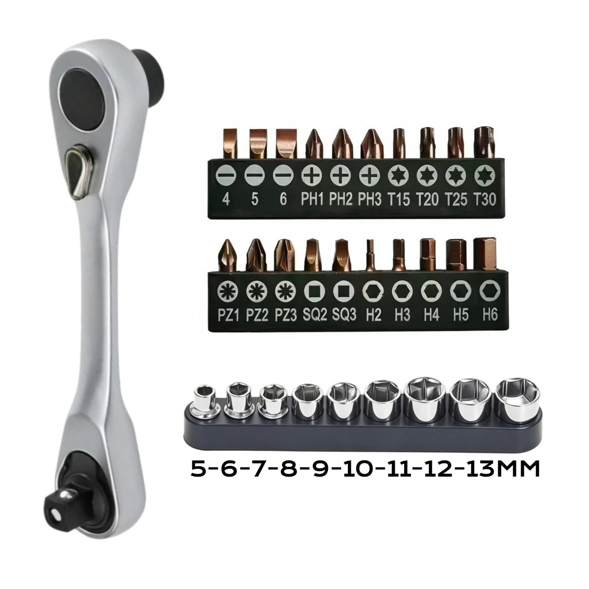 1/4" Mini Ratchet Wrench Drive Ratchet 72tooth Drive Socket and Screwdriver Hex Torque Wrench Multifunctional Hand Tools Repair