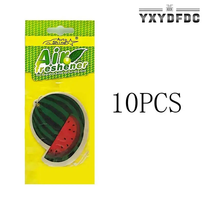 3-80pcs Fruit Car Air Freshener Natural Aromatherapy Tea Paper Hanging Perfume Vanilla Auto Parts Interior