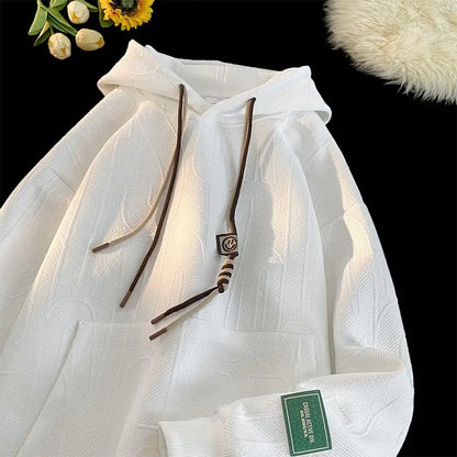Men's Hoodie Sweatshirt Fleece Lined Thickened Loose Fit Autumn Winter New Style Casual Wear Student Large Size Hoodie